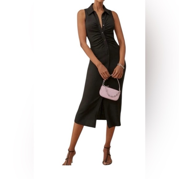 Reformation Cielo Knit Black Dress Sleeveless Button Down size medium - Picture 9 of 10